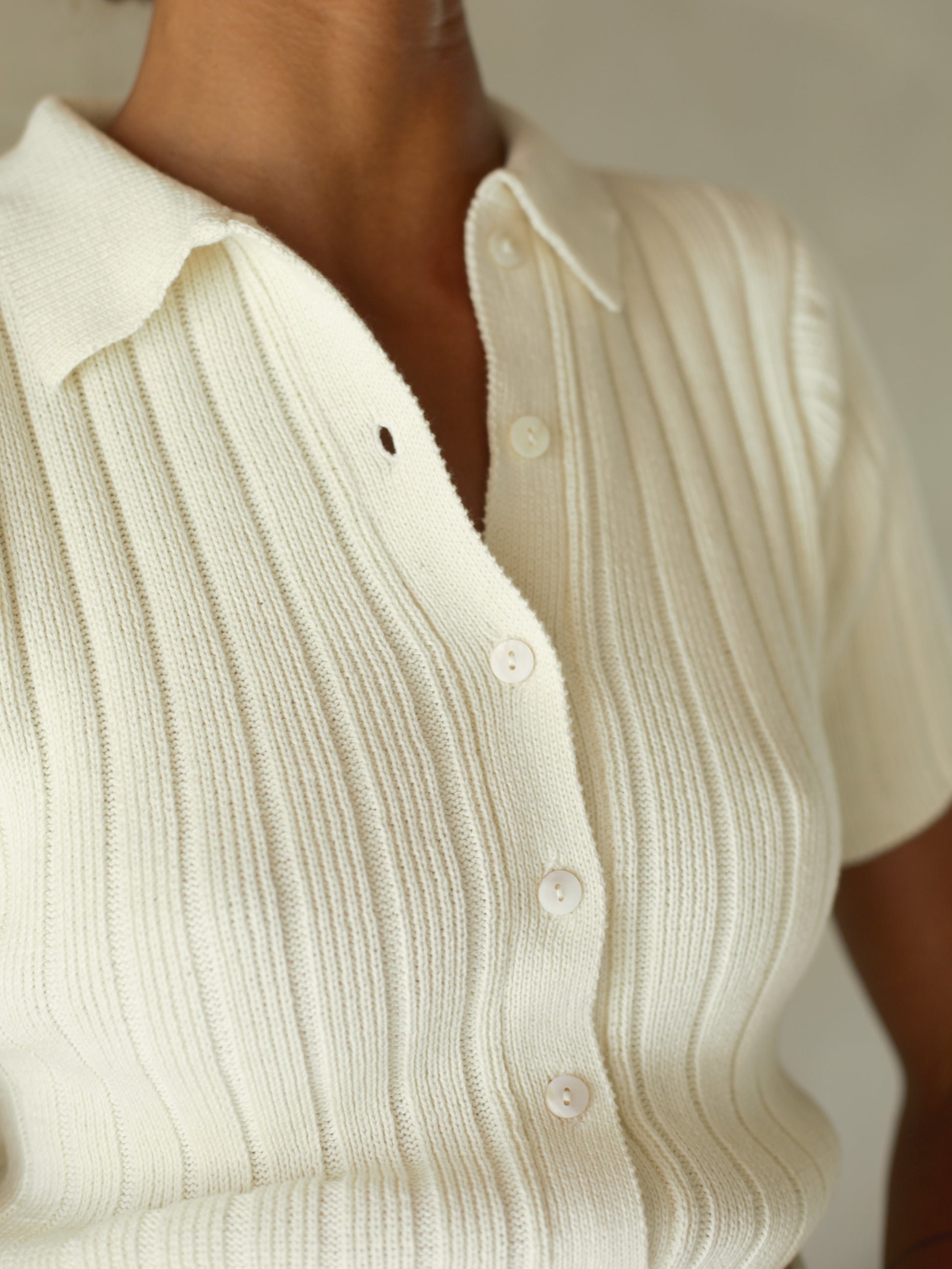 Gael Knit Shirt in Ivory - l u • c i e e