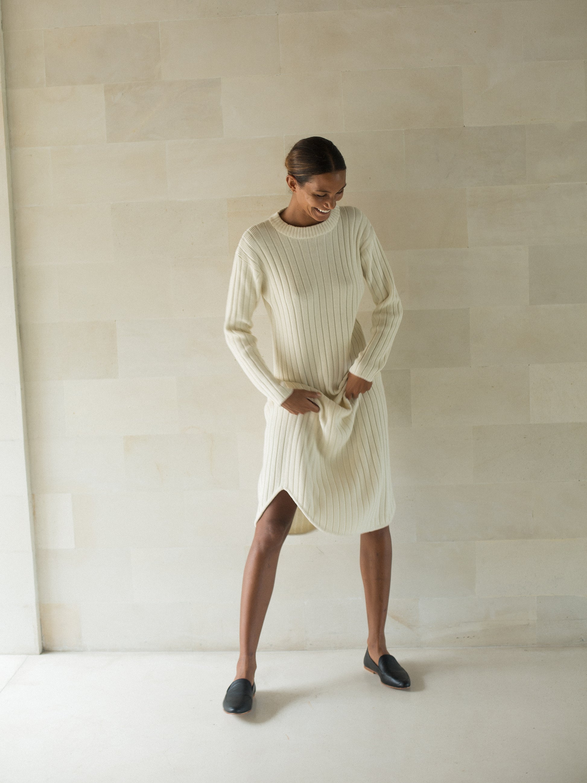 Gael Knit Dress in Ivory - l u • c i e e