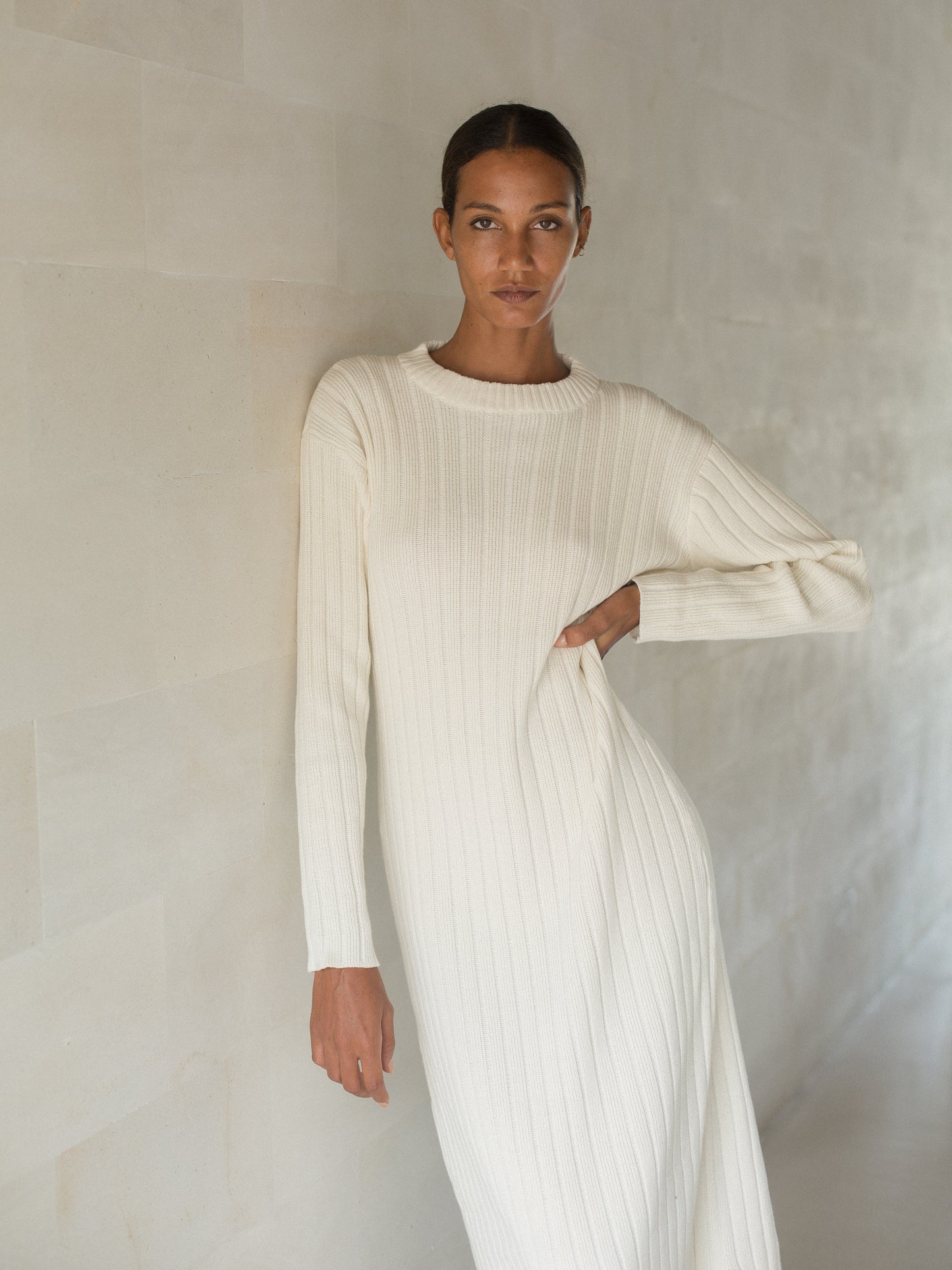 Gael Knit Dress in Ivory - l u • c i e e