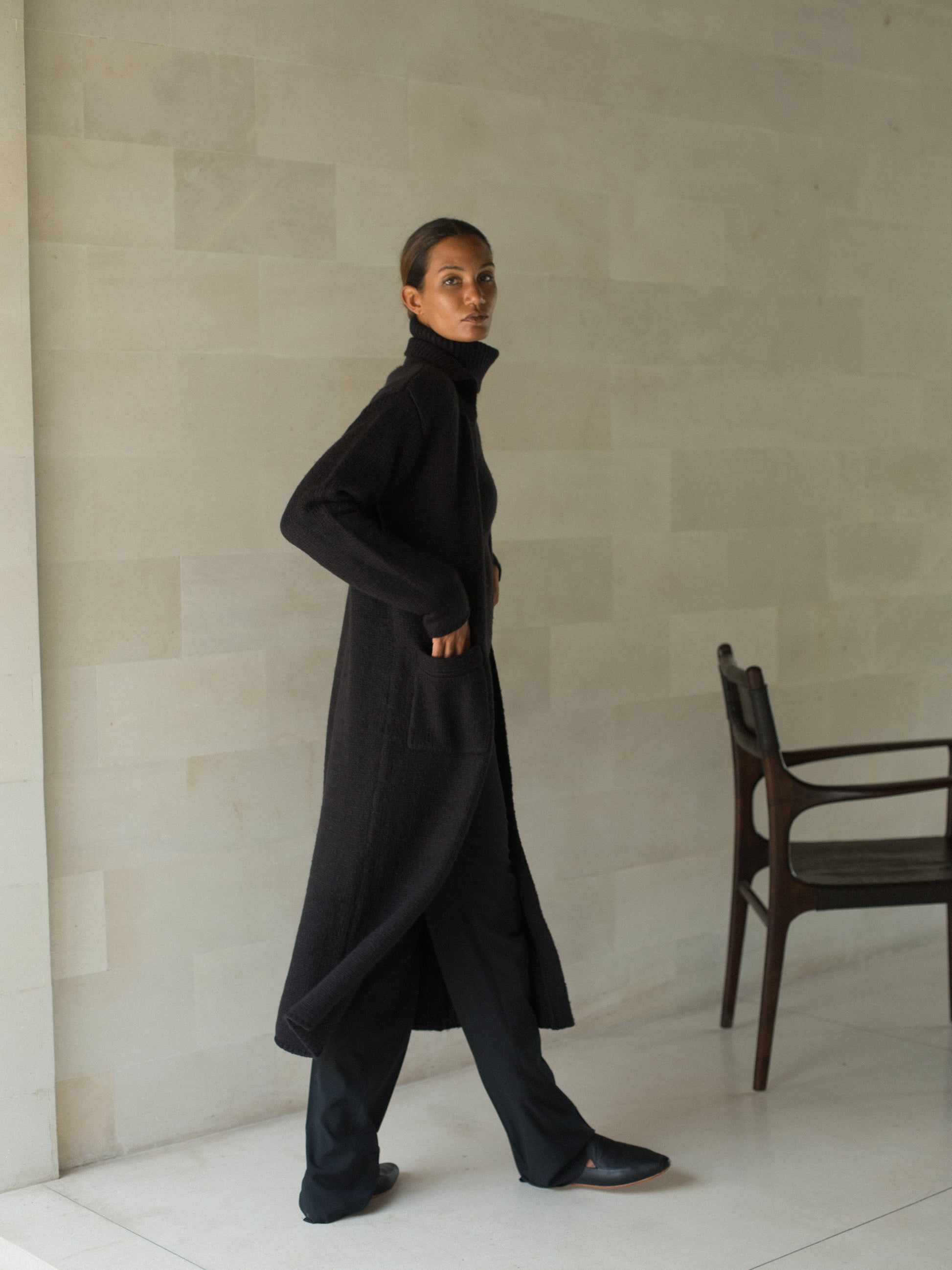 Iman Mohair Coat in Black - l u • c i e e