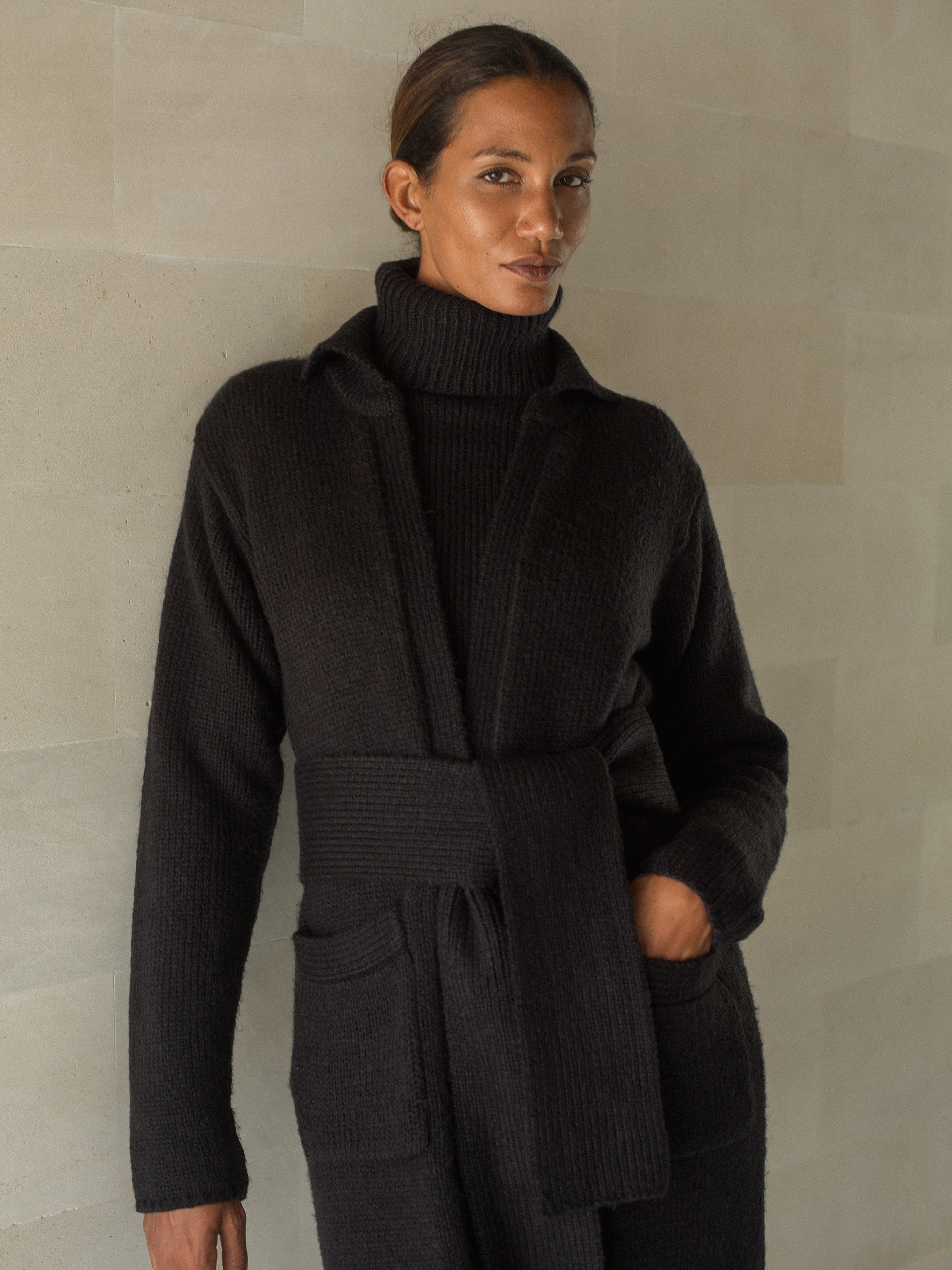 Iman Mohair Coat in Black - l u • c i e e
