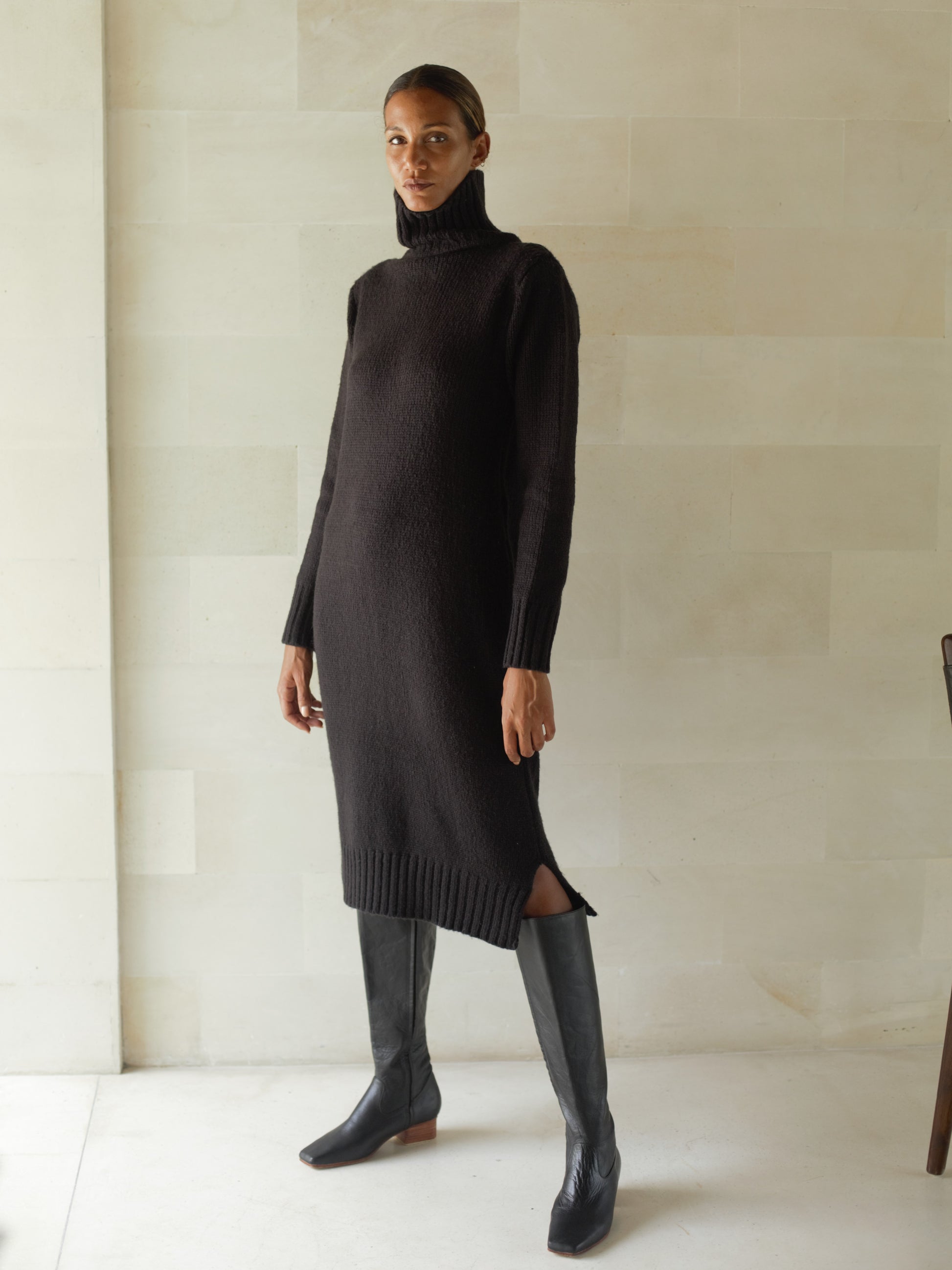 Sustainable Womens Iman Sweater Dress in Black, S/M / Black Sustainable Womens Iman Sweater Dress in Black, S/M / Black