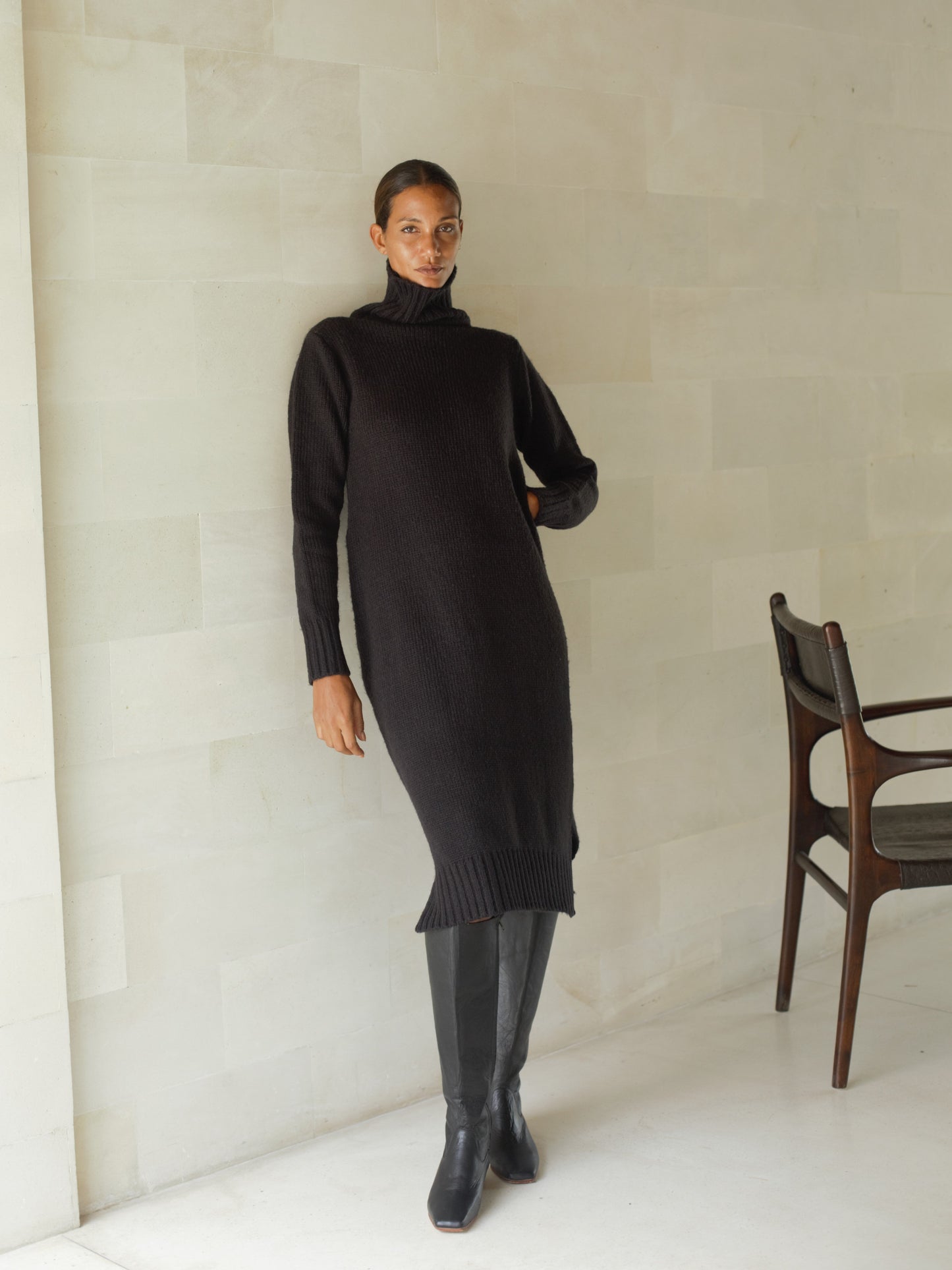 Iman Sweater Dress in Black - l u • c i e e