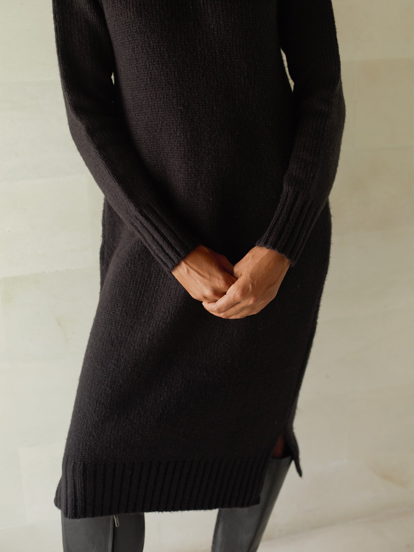 Iman Sweater Dress in Black - l u • c i e e