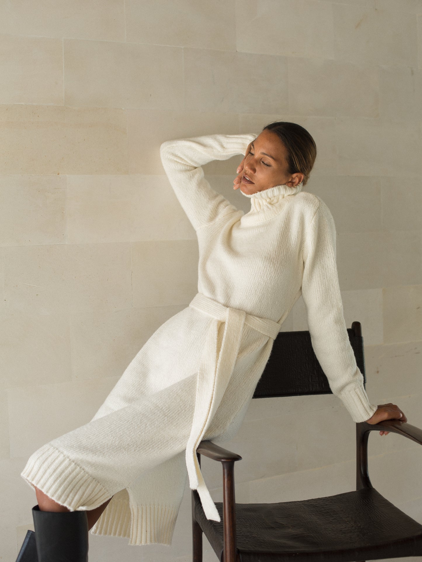 Iman Sweater Dress in Ivory - l u • c i e e