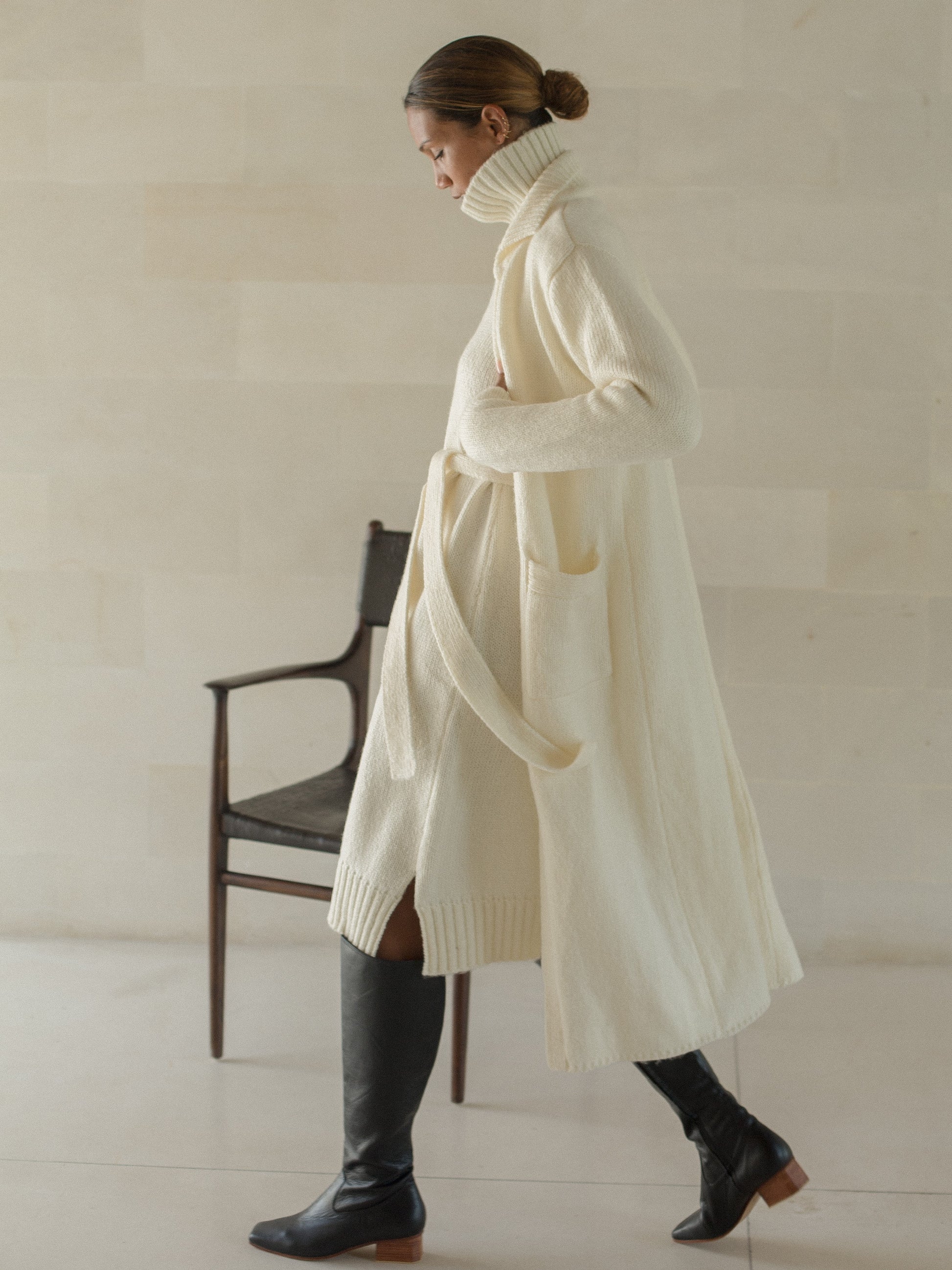 Iman Mohair Coat in Ivory - l u • c i e e