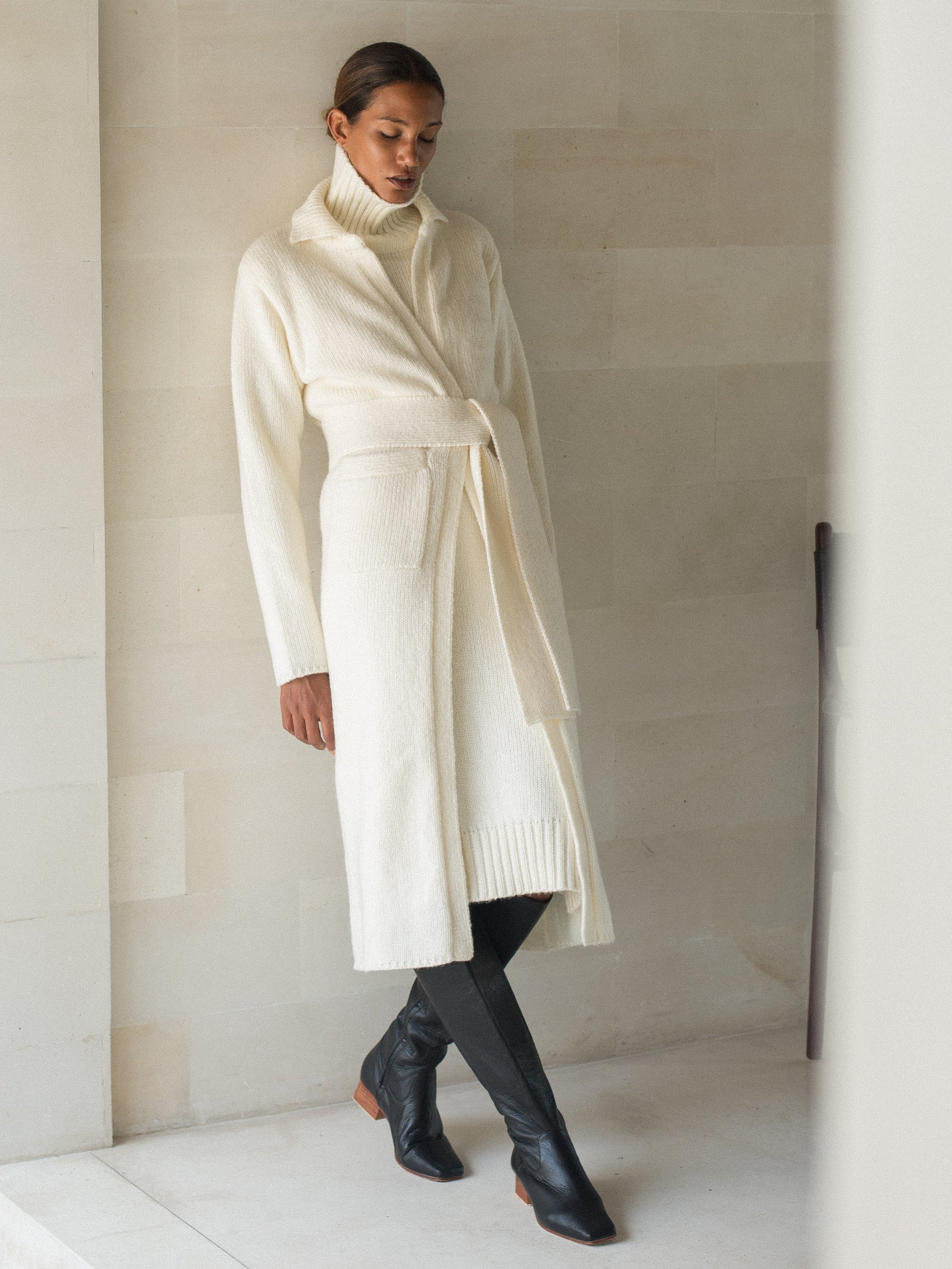 Iman Mohair Coat in Ivory - l u • c i e e