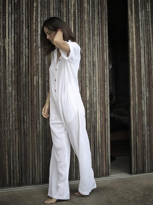 Amazonia Jumpsuit Long in White - l u • c i e e