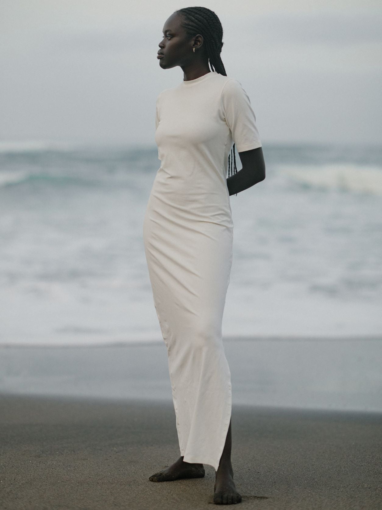 Elbow Sleeve Dress in Ivory - l u • c i e e
