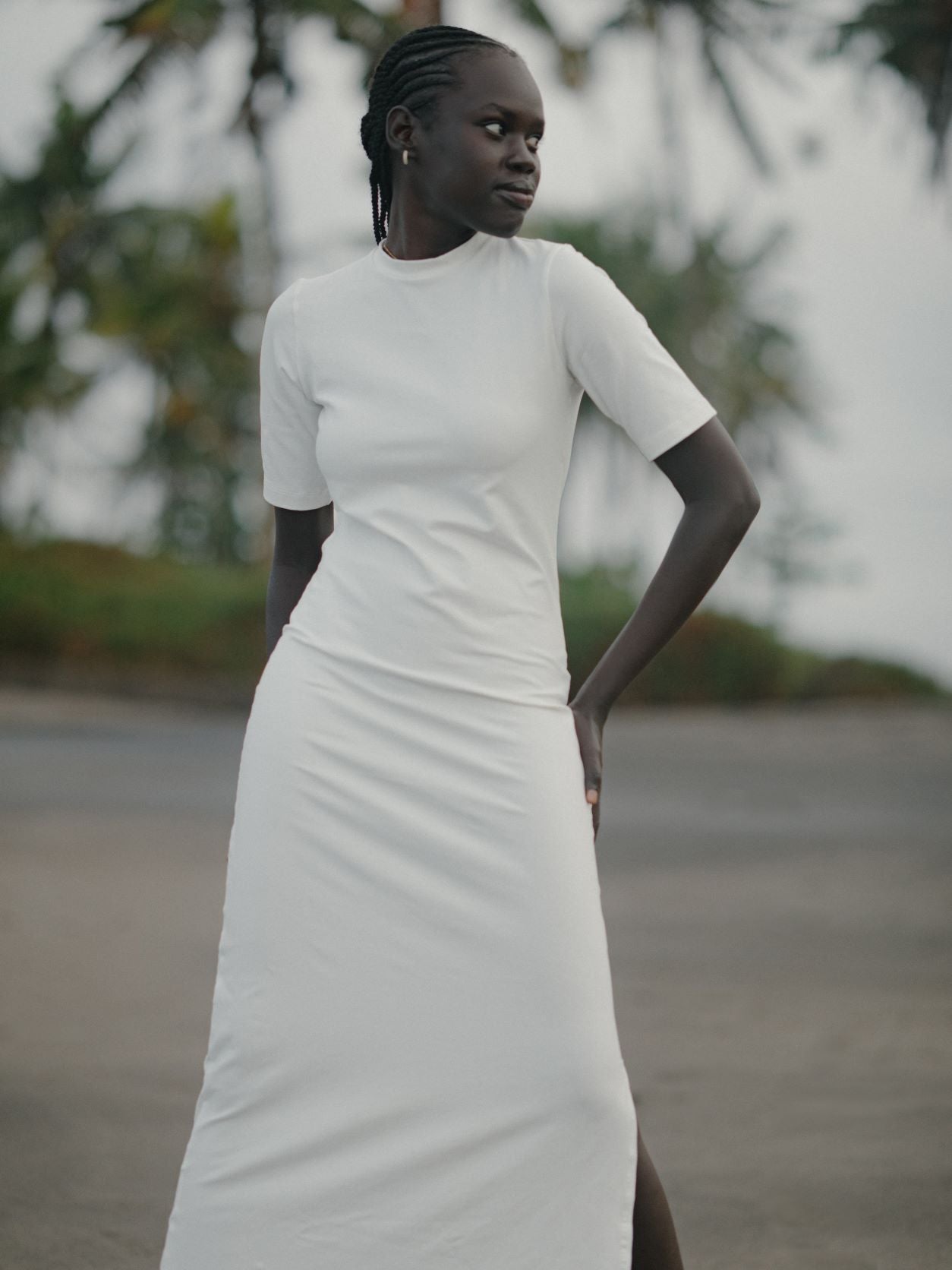Elbow Sleeve Dress in Ivory - l u • c i e e