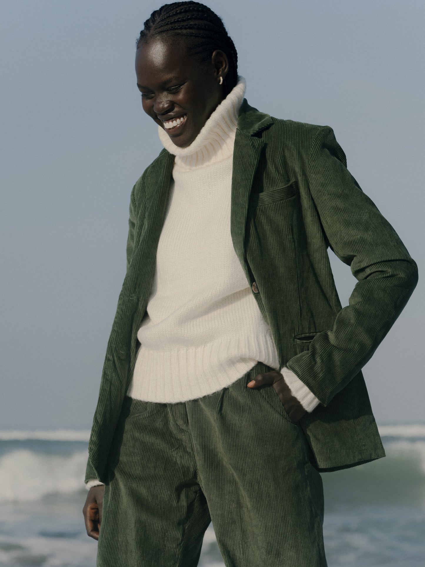 Corduroy Blazer in Hunter Green - l u • c i e e