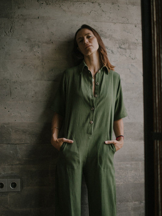 Amazonia Jumpsuit Long in Olive - l u • c i e e