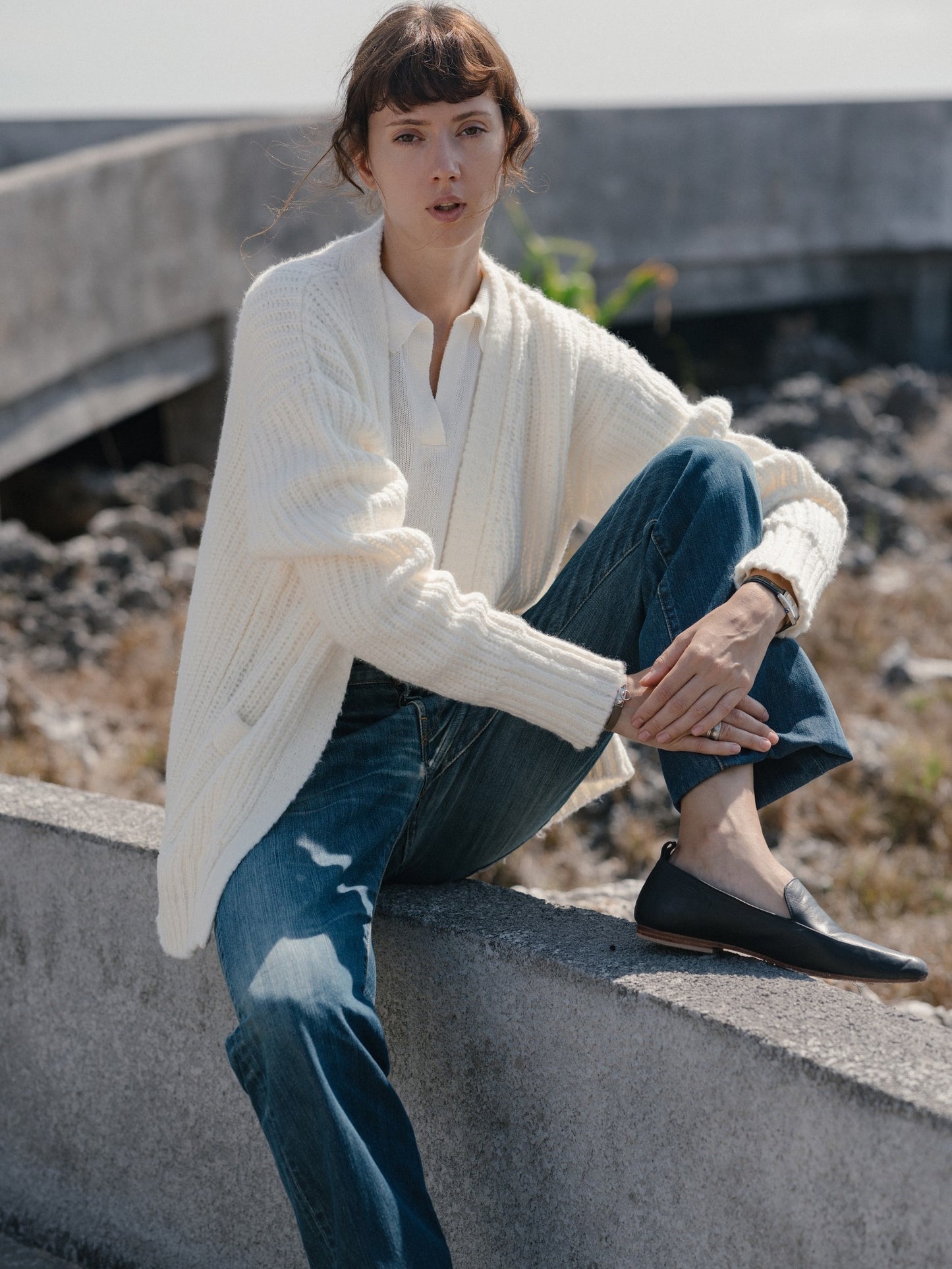 Sade Knit Cardigan in Natural - l u • c i e e