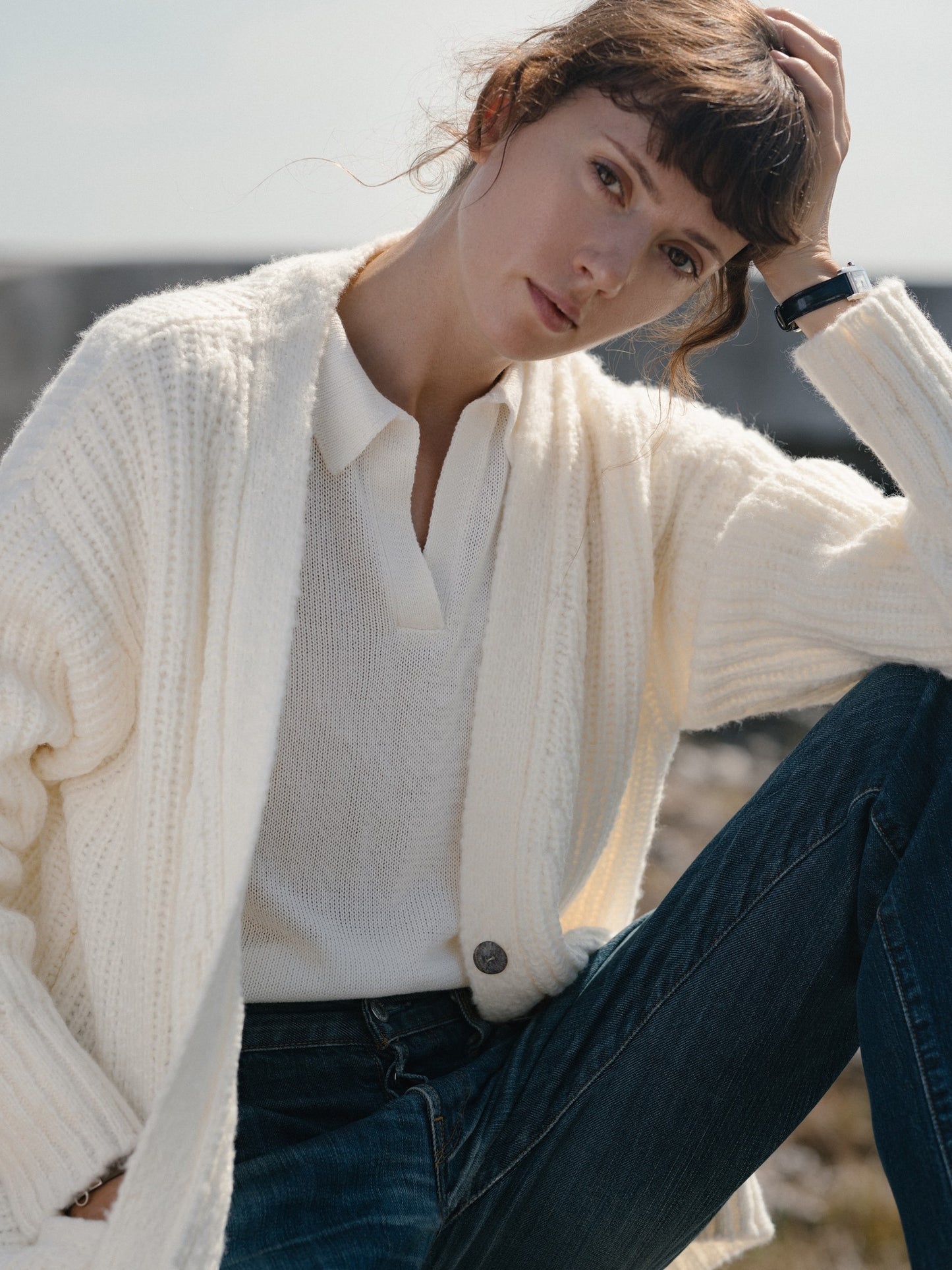 Sade Knit Cardigan in Natural - l u • c i e e