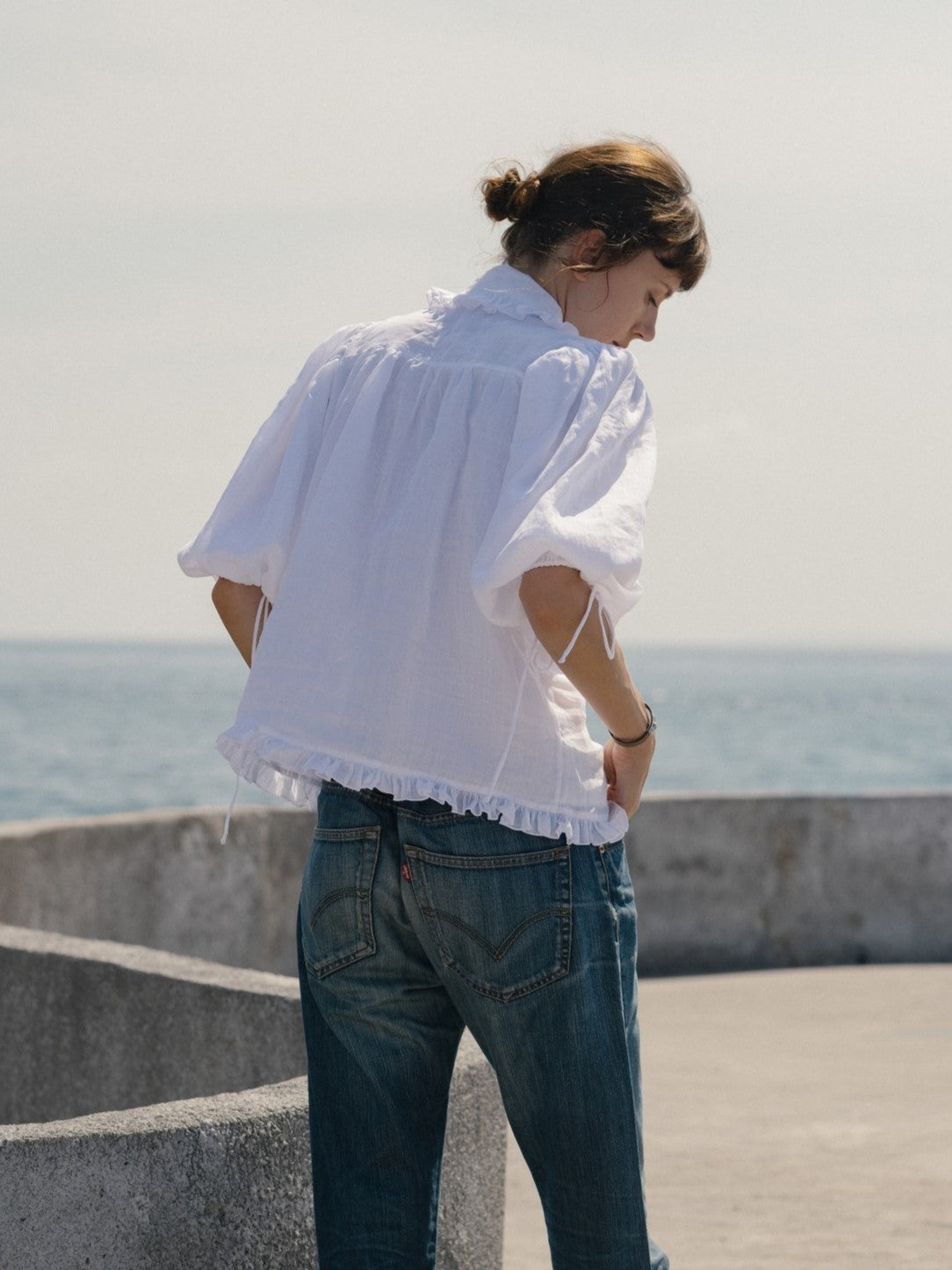 Valerie Ramie Shirt in White - l u • c i e e