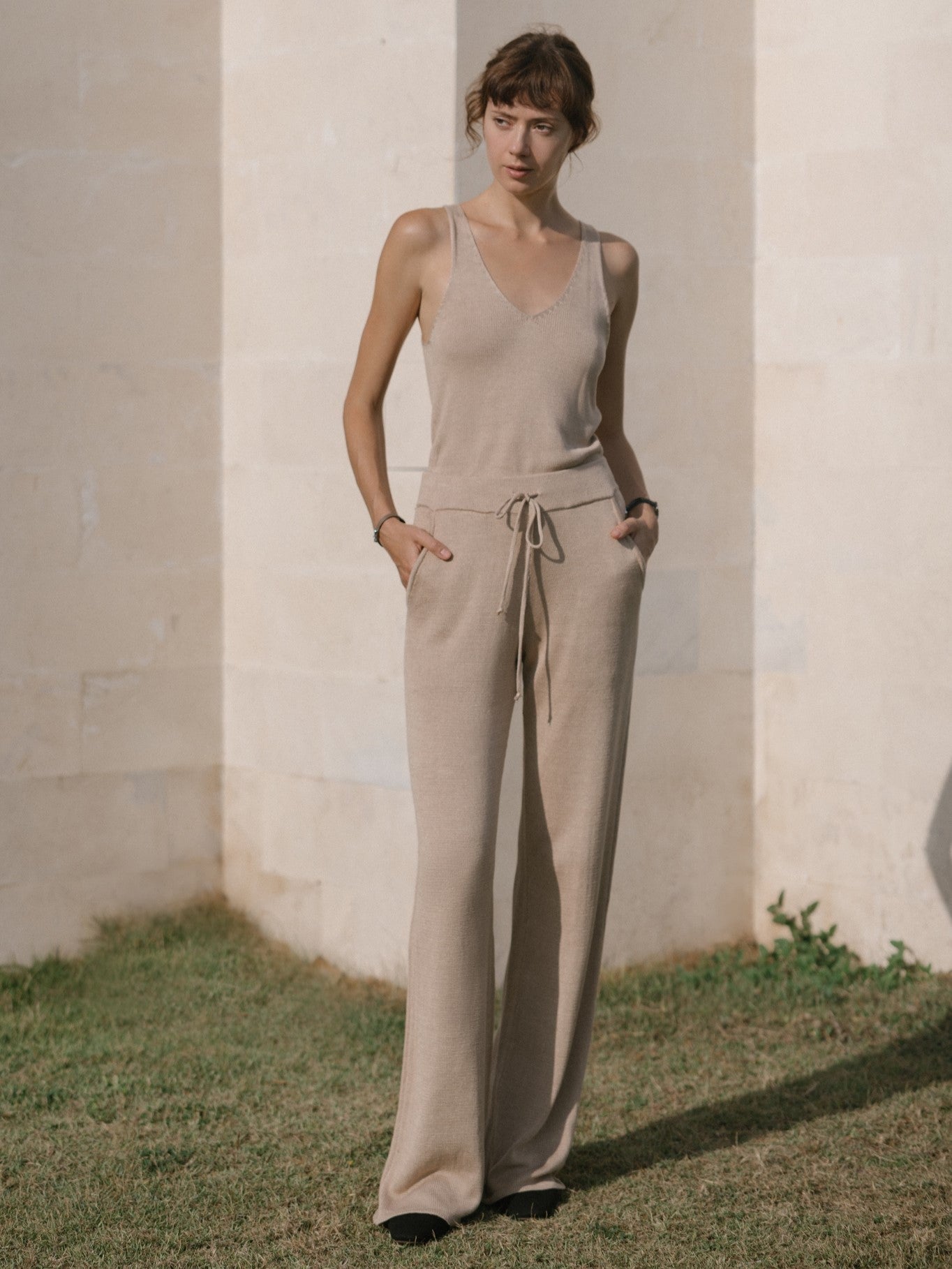 Relaxed Knit Pants in Natural - l u • c i e e