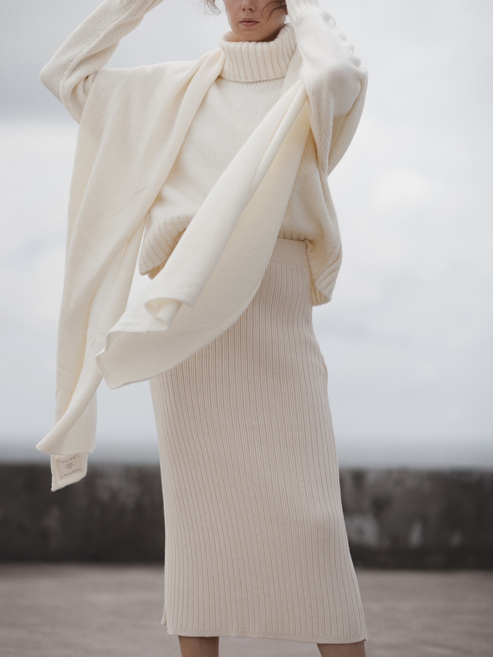 Gisele Knit Skirt in Ivory - l u • c i e e