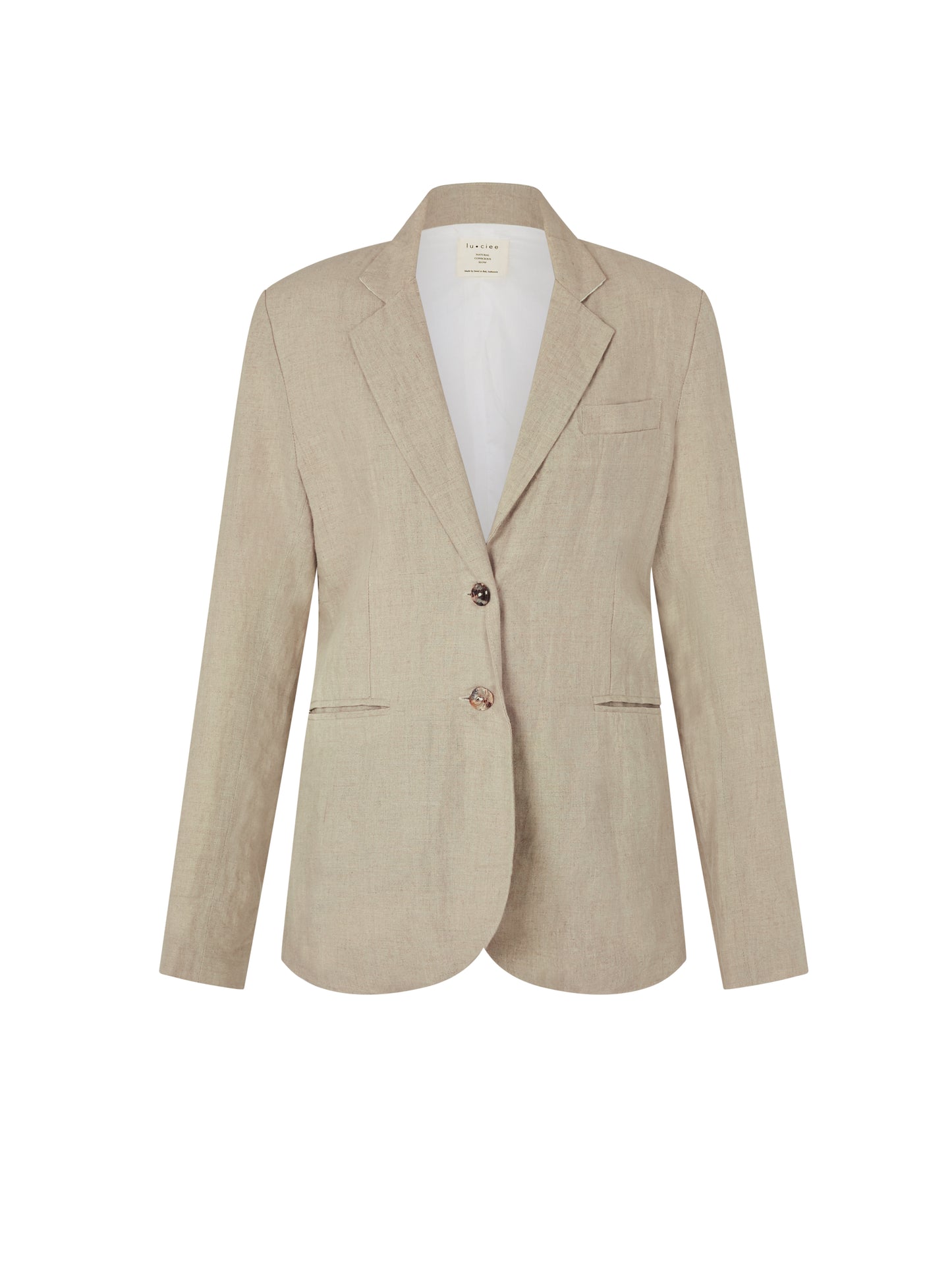 Linen Blazer in Natural Brown - l u • c i e e